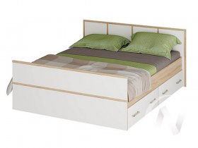 Двуспальная кровать 1,4м Сакура (дуб сонома/белый) в Усть-Тарке - ust-tarka.mebel-nsk.ru | фото