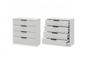 Комод 4 ящика (МДФ) Эккервуд (белый) в Усть-Тарке - ust-tarka.mebel-nsk.ru | фото