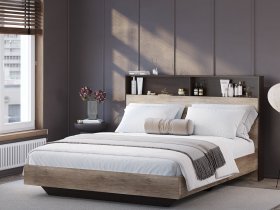 Кровать двуспальная 1,6м КР-16 Энигма (венге/дуб каньон) в Усть-Тарке - ust-tarka.mebel-nsk.ru | фото