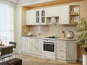 Модульная кухня Классика-1 (дуб молочный) в Усть-Тарке - ust-tarka.mebel-nsk.ru | фото