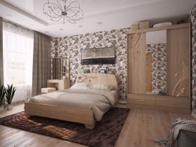 Модульная спальня Виктория-1 (дуб сонома) в Усть-Тарке - ust-tarka.mebel-nsk.ru | фото