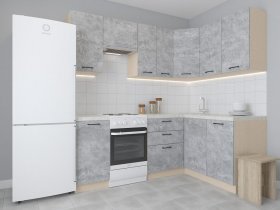 Модульная угловая кухня 1,4м*2,1м Лада (цемент) в Усть-Тарке - ust-tarka.mebel-nsk.ru | фото