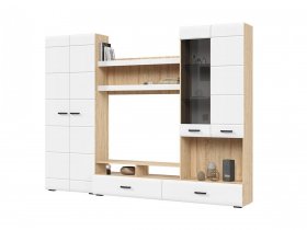 Стенка ГС-01 Либерти (дуб сонома/белый глянец) в Усть-Тарке - ust-tarka.mebel-nsk.ru | фото